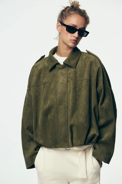 Celestelle™ | Veste Oversize Suédée – Élégance Décontractée
