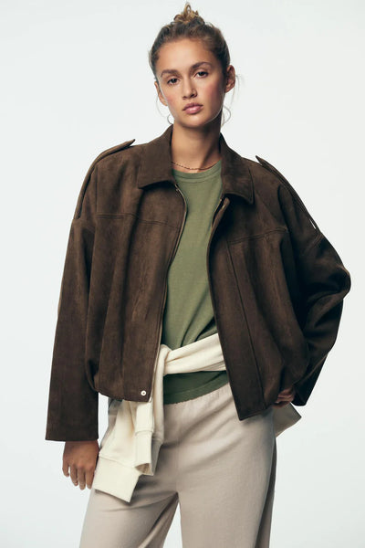 Celestelle™ | Veste Oversize Suédée – Élégance Décontractée