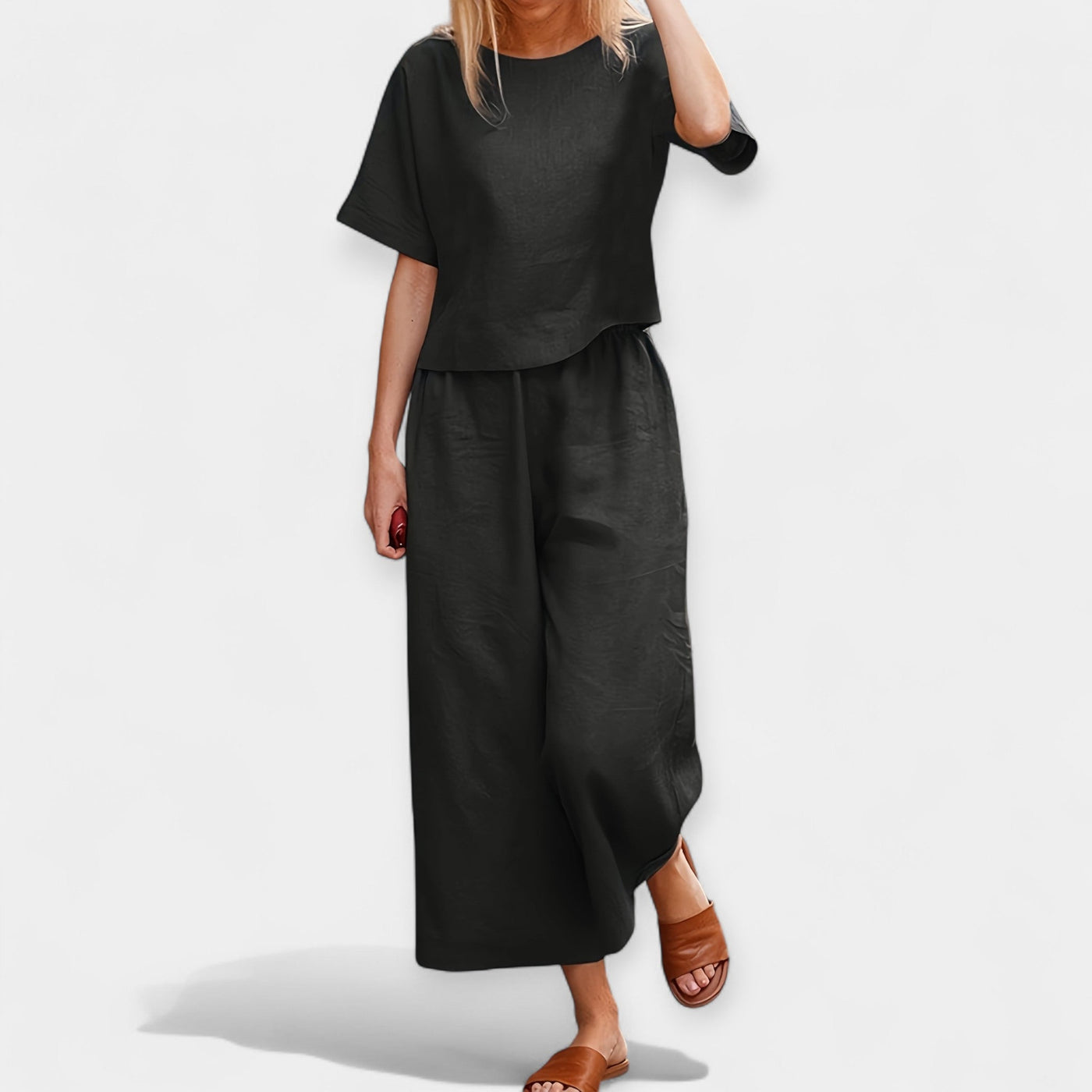 Celestelle™ | Ensemble pantalon fluide à manches courtes