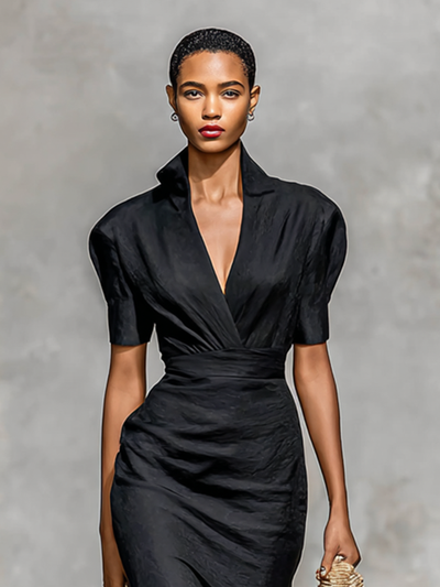 Célestelle™ | Robe midi unie à col V