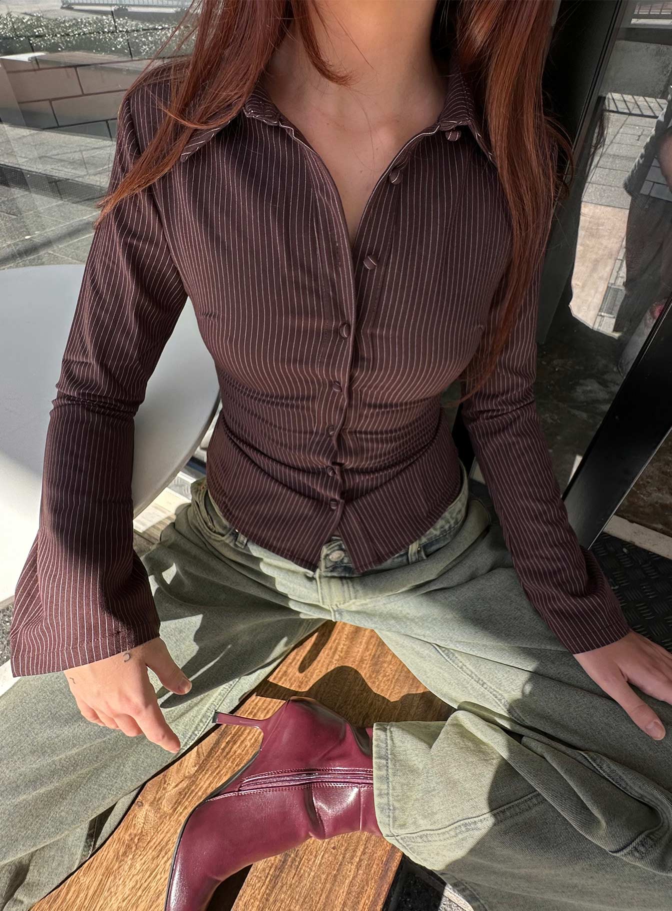 Celestelle™ | Chemise ajustée à rayures fines