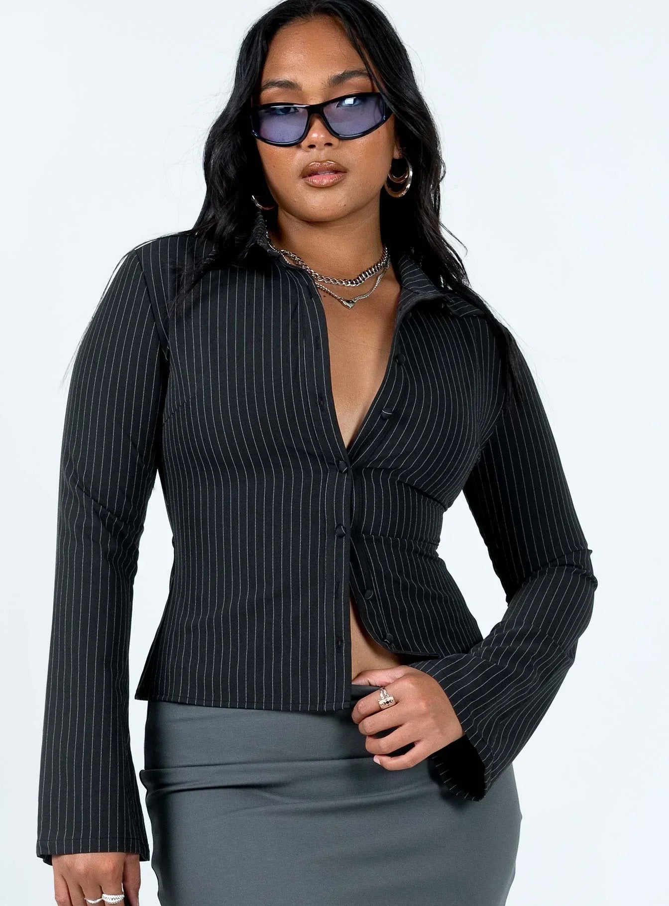 Celestelle™ | Chemise ajustée à rayures fines