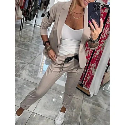 Celestelle™ | Ensemble blazer fluide & pantalon jogger chic