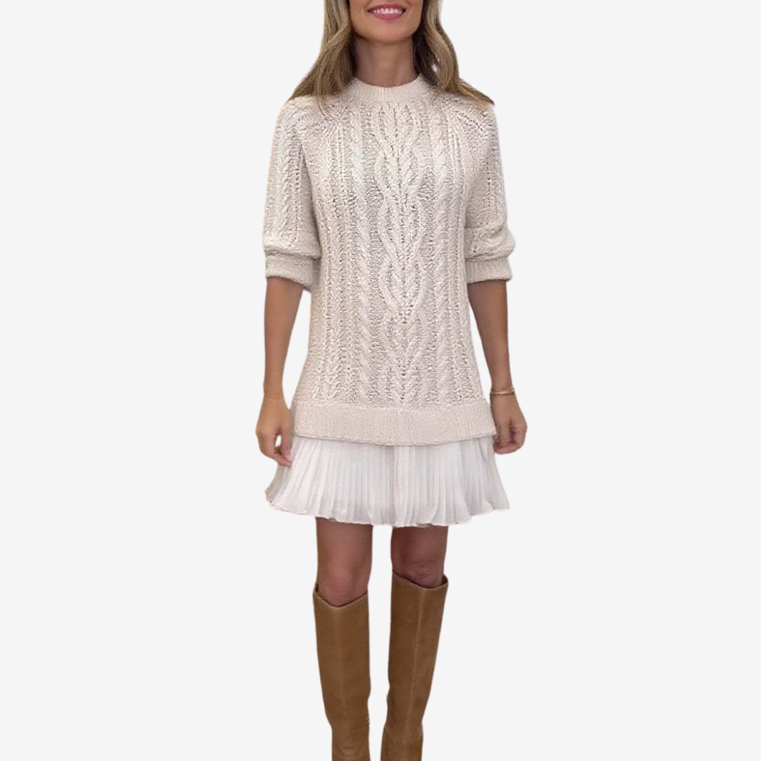Célestelle™ | Robe pull en maille torsadée