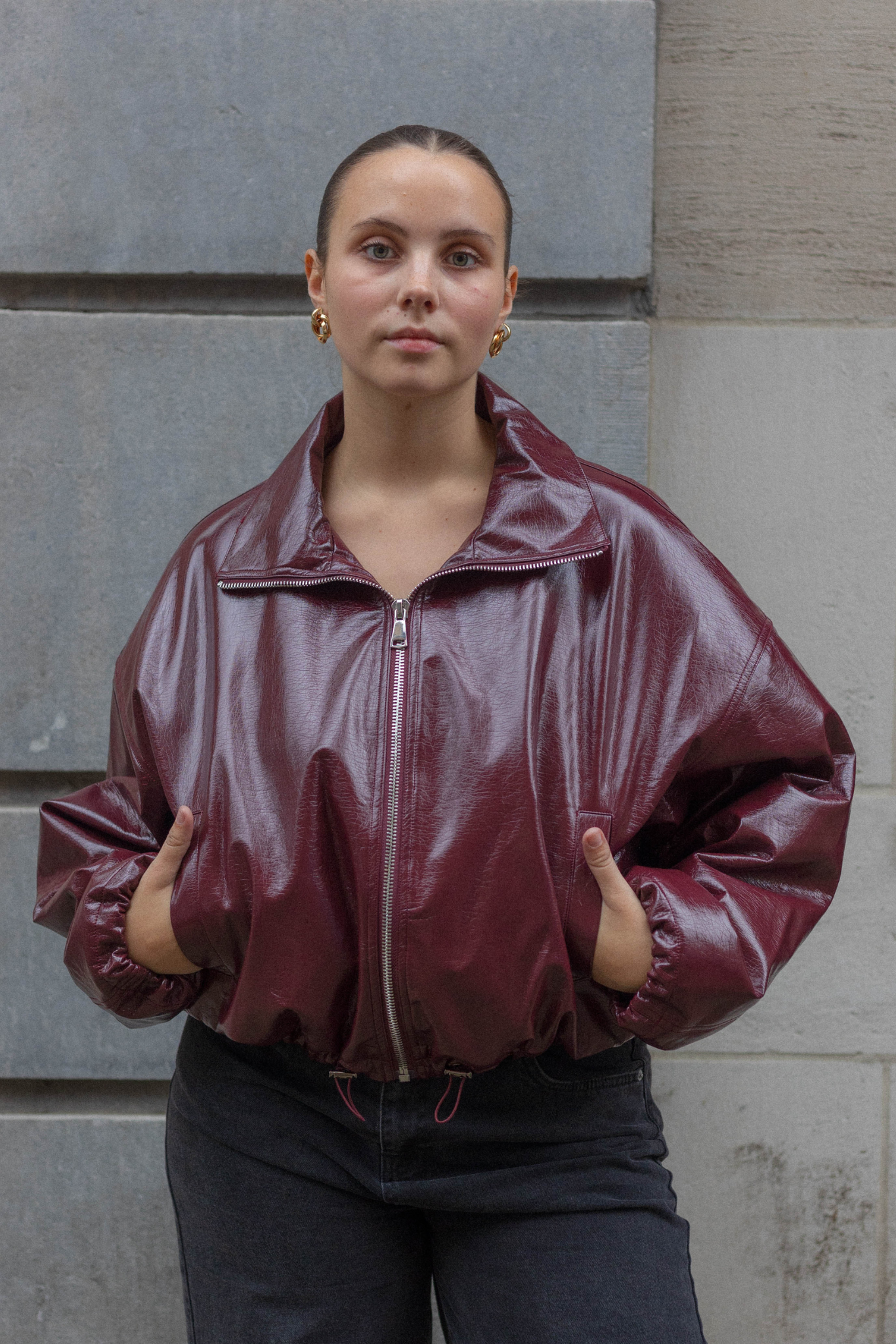 Celestelle™ | Blouson bomber bordeaux oversize