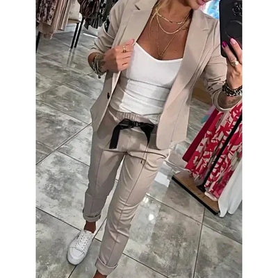 Celestelle™ | Ensemble blazer fluide & pantalon jogger chic