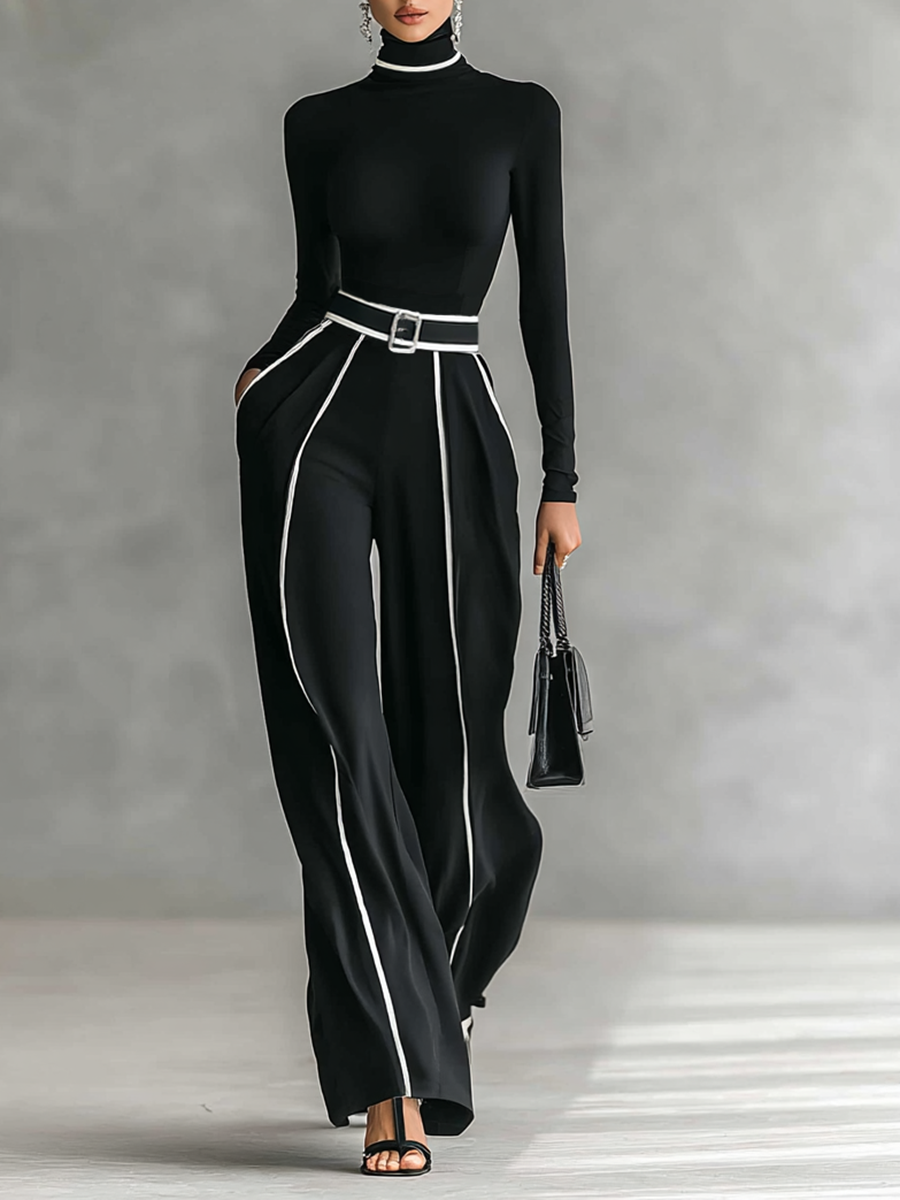 Célestelle™ | Ensemble deux pièces col montant & pantalon fluide