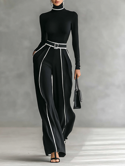Célestelle™ | Ensemble deux pièces col montant & pantalon fluide