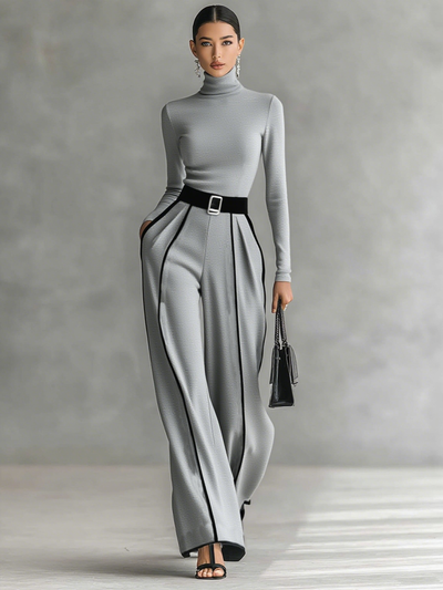 Célestelle™ | Ensemble deux pièces col montant & pantalon fluide