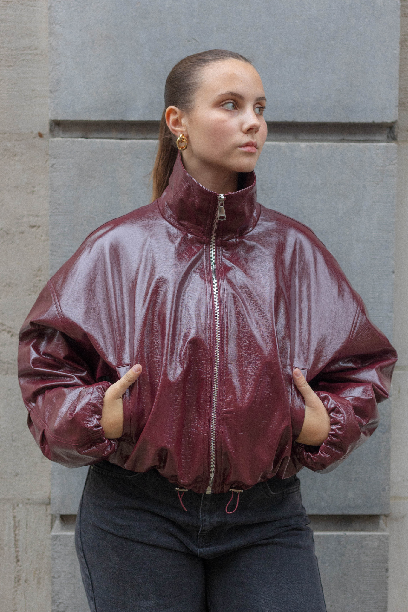 Celestelle™ | Blouson bomber bordeaux oversize