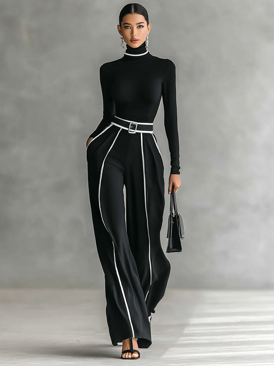 Célestelle™ | Ensemble deux pièces col montant & pantalon fluide