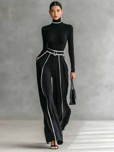 Célestelle™ | Ensemble deux pièces col montant & pantalon fluide