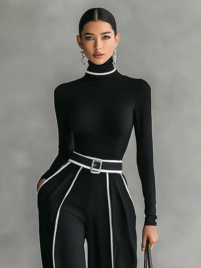 Célestelle™ | Ensemble deux pièces col montant & pantalon fluide