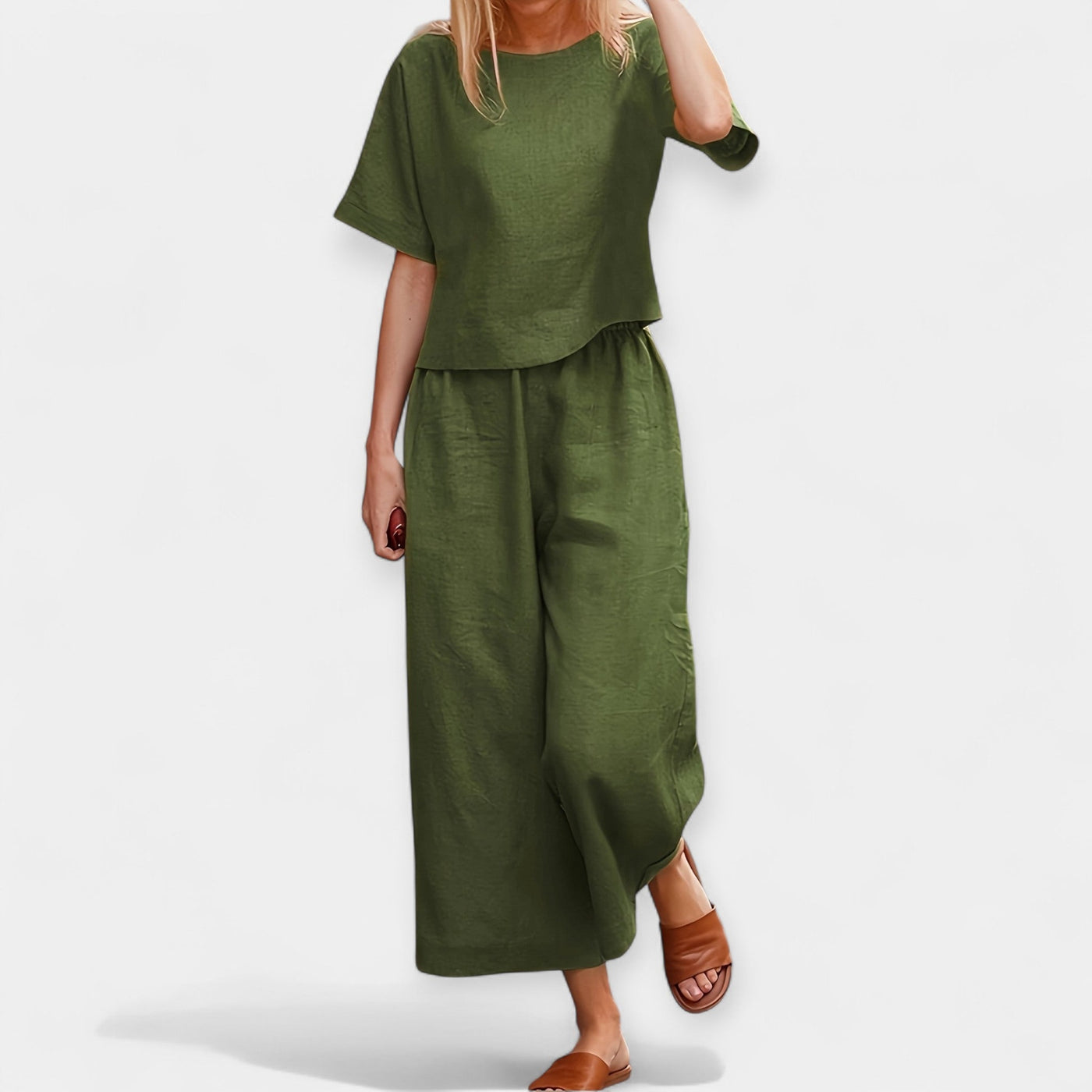 Celestelle™ | Ensemble pantalon fluide à manches courtes