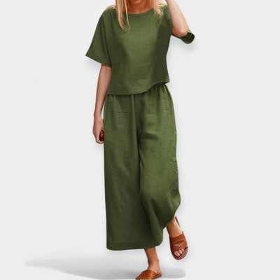 Celestelle™ | Ensemble pantalon fluide à manches courtes