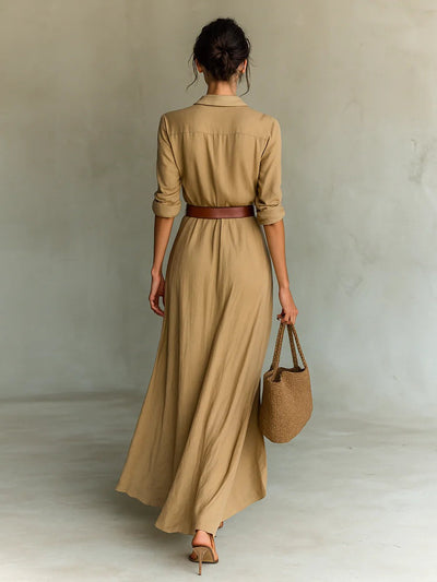 Celestelle™ | Robe longue ceinturée à manches longues