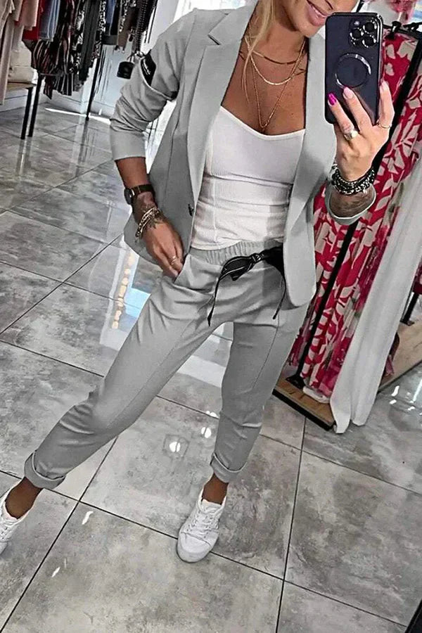 Celestelle™ | Ensemble blazer fluide & pantalon jogger chic