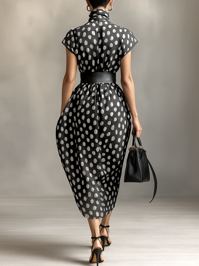 Célestelle™ | Robe maxi à pois en chiffon col montant