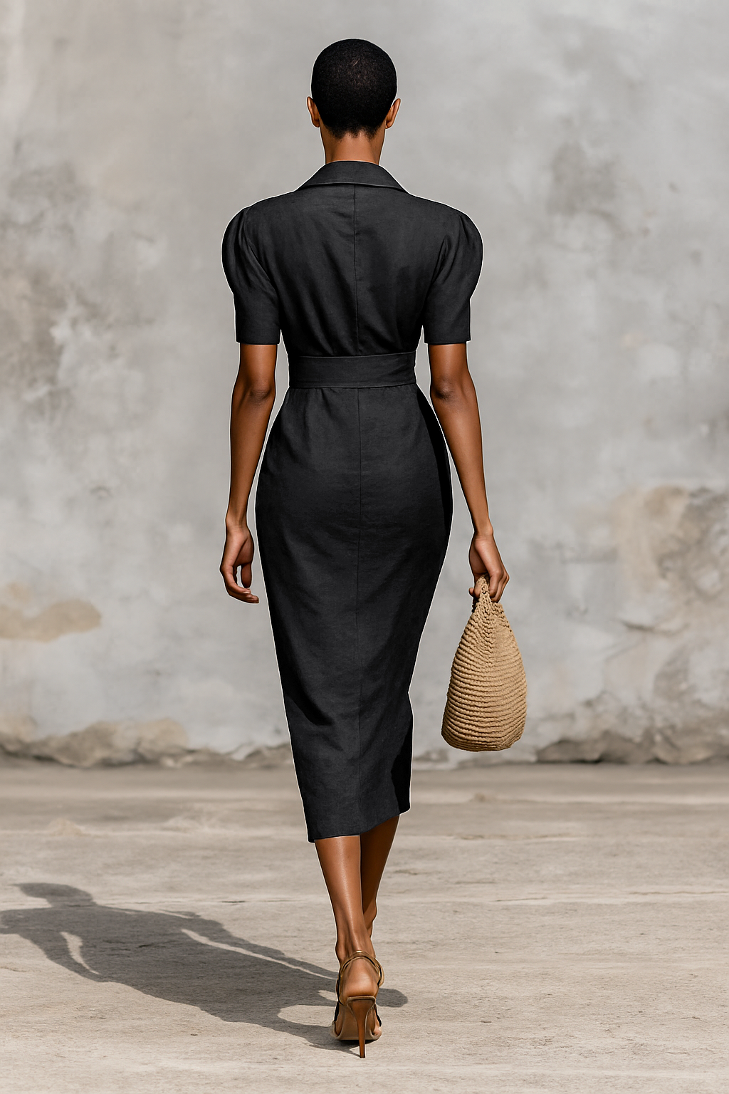 Célestelle™ | Robe midi unie à col V