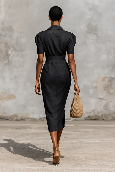 Célestelle™ | Robe midi unie à col V