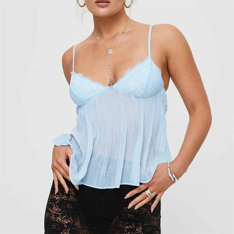 Celestelle™ | Top plissé en dentelle