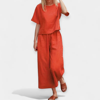 Celestelle™ | Ensemble pantalon fluide à manches courtes