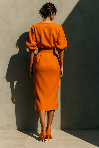 Célestelle™ | Ensemble top manches bouffantes & jupe midi