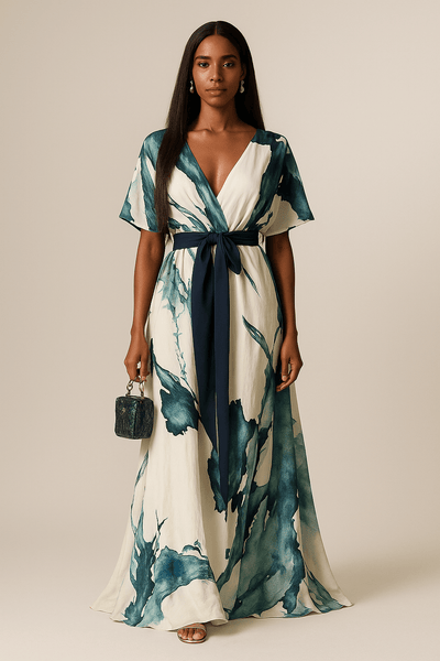 Celestelle™ | Robe Longue à Imprimé Aquarelle
