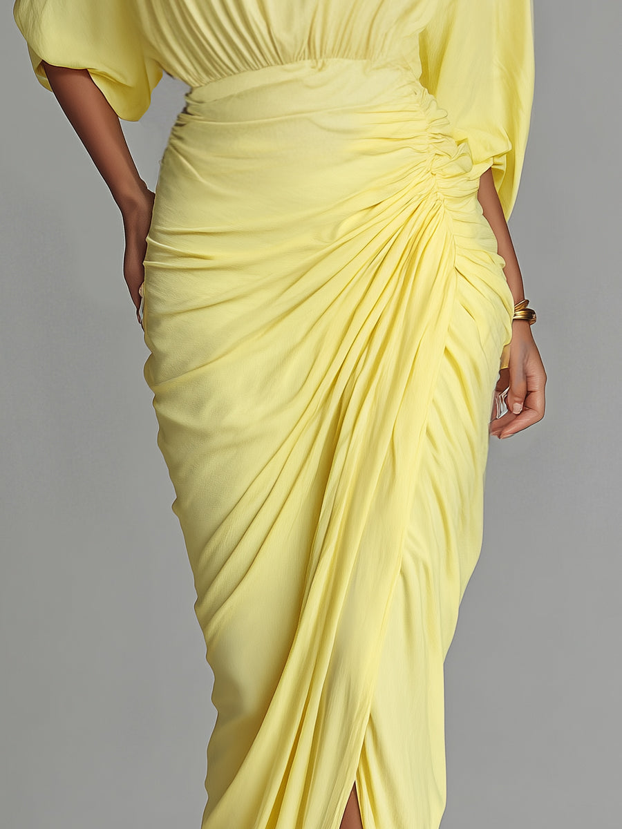 Célestelle™ | Robe maxi fluide jaune vif